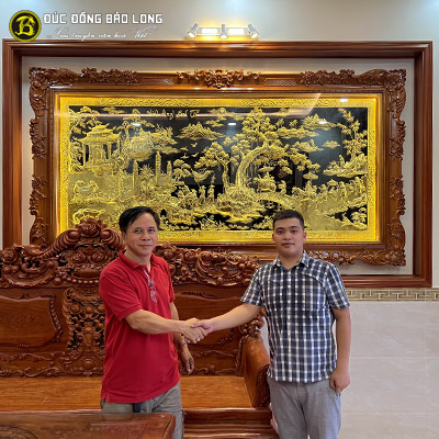 Tranh Vinh Quy Bái Tổ Bằng Đồng Khung Gõ Đỏ 2m75x1m45 tại Sài Gòn TPHCM