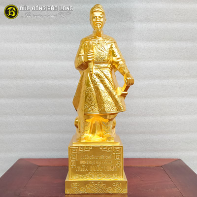 Tượng Đồng Trần Hưng Đạo bệ vuông Dát Vàng 9999 cao 4 tấc (42 cm) ở Sài Gòn TPHCM