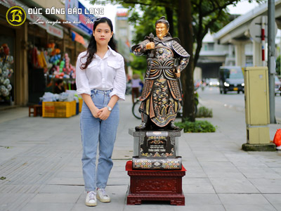 Tượng Đồng Trần Hưng Đạo bệ thuyền khảm tam khí điểm vàng cao 1m27 (127 cm) ở Sài Gòn