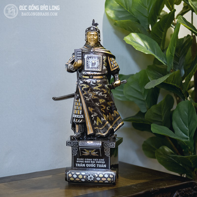 Tượng Đồng Trần Hưng Đạo bệ thuyền khảm Mẫu Mới cao 5 tấc (48 cm) tại Sài Gòn TPHCM