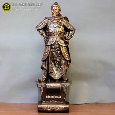 Tượng Đồng Trần Hưng Đạo bệ thuyền khảm tam khí 8 tấc (81 cm) chống tay tại Sài Gòn TPHCM