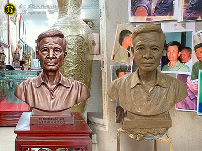 Đúc Tượng Chân Dung Cụ Nguyễn Đức Thùy Bằng Đồng Đỏ 48cm