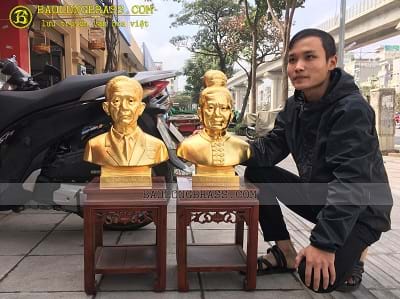 Đúc Tượng Chân Dung Cụ Ông, Cụ Bà bằng đồng dát vàng 9999 tại Hòa Bình