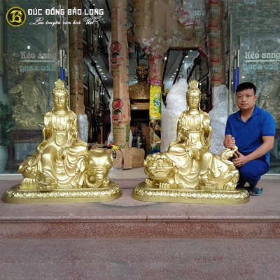 Tượng Đồng Văn Thù Phổ Hiền cao trên 1m ( 1m07 ) ở Sài Gòn TPHCM