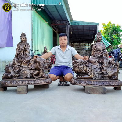 Tượng Đồng Văn Thù Phổ Hiền cao 9 tấc ( 89 cm ) ở Sài Gòn TPHCM